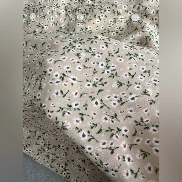 Floral Mini Dress Puff Sleeve Button Front Summer - Picture 3 of 9